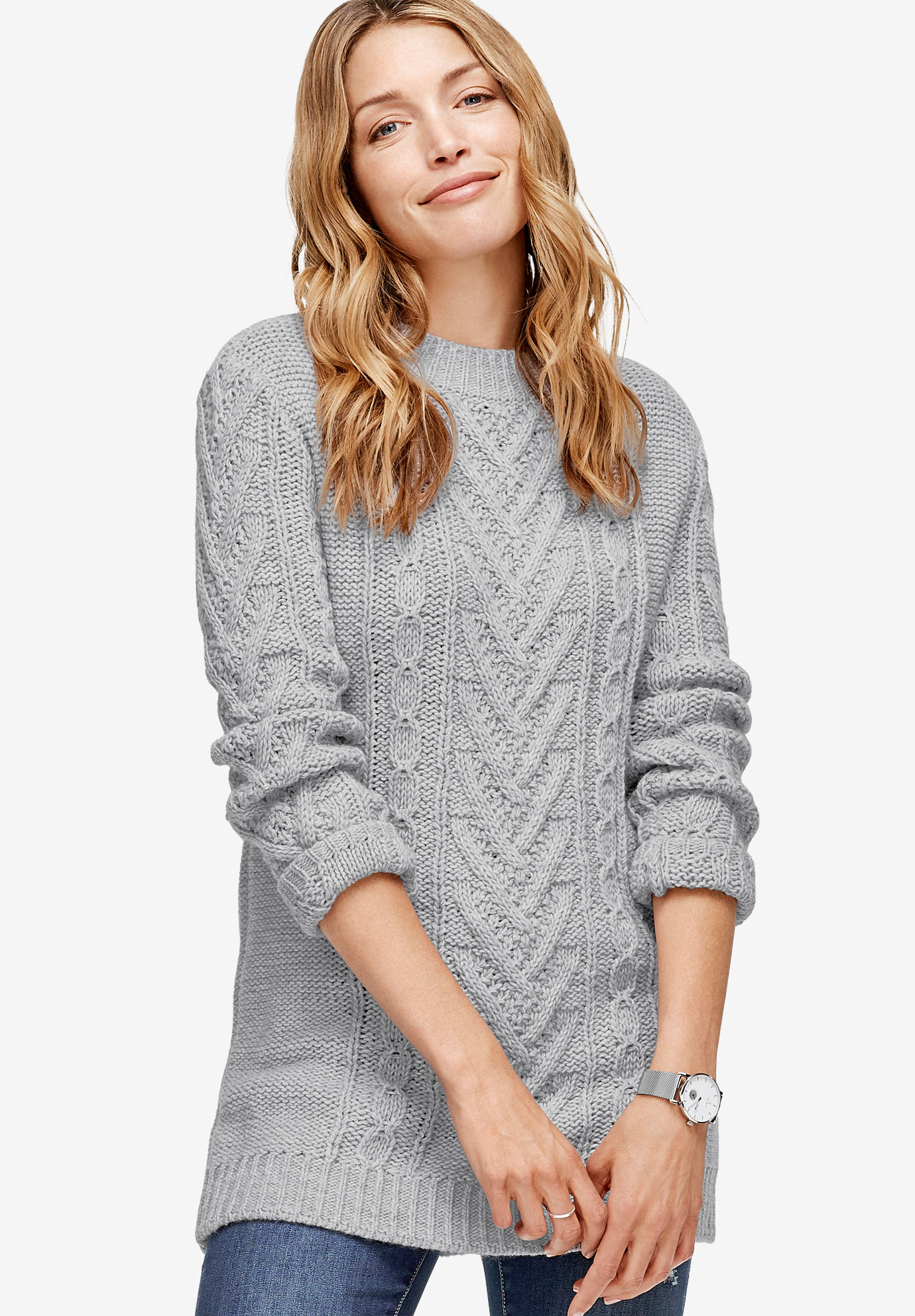 Pullover Cable Sweater Tunic, 