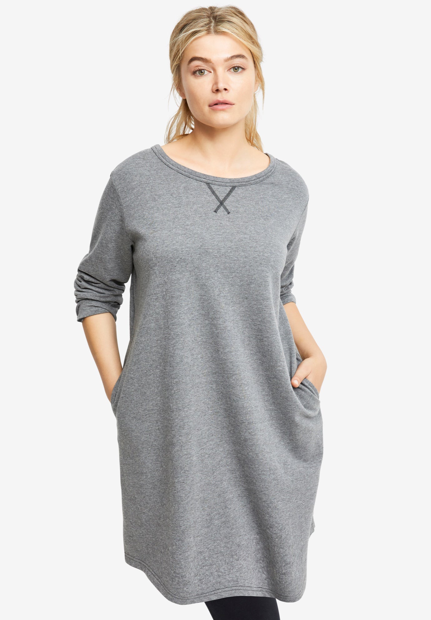 French Terry Tunic Dress by ellosÂ® | Plus Size 32 Inches Long | Full Beauty