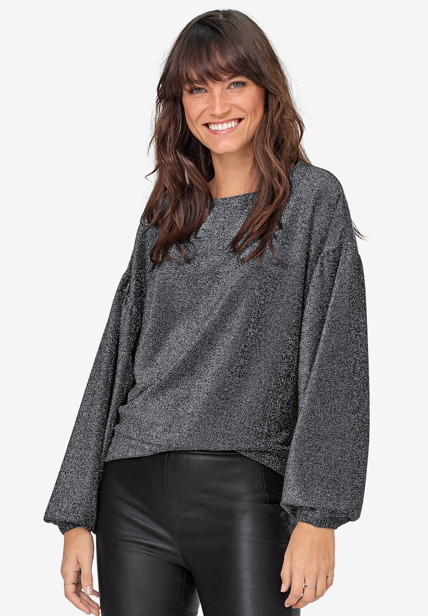 GlitterKnit Sweatshirt by ellos® Fullbeauty Outlet