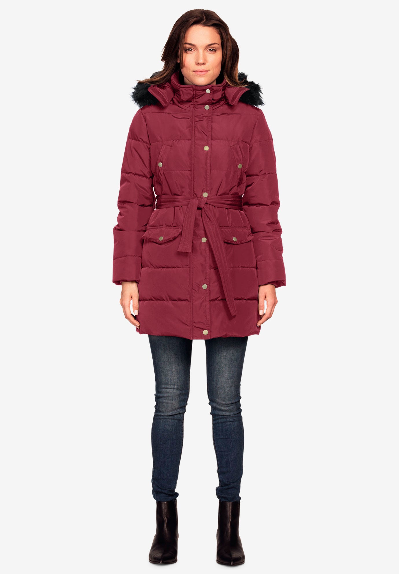 Belted Puffer Coat by ellosÂ® | Plus Size Quilted and Down | Full Beauty