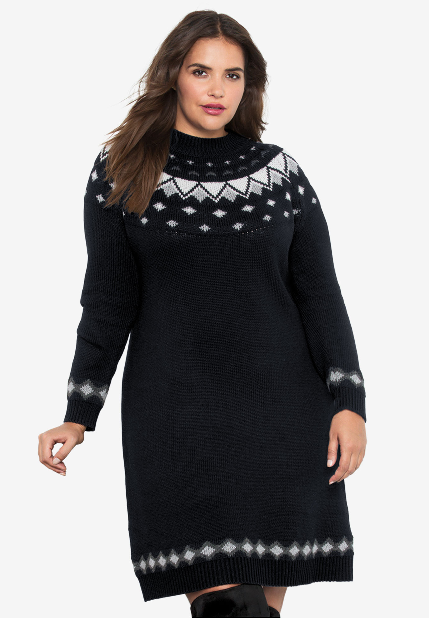 Fair Isle Sweater Dress, 